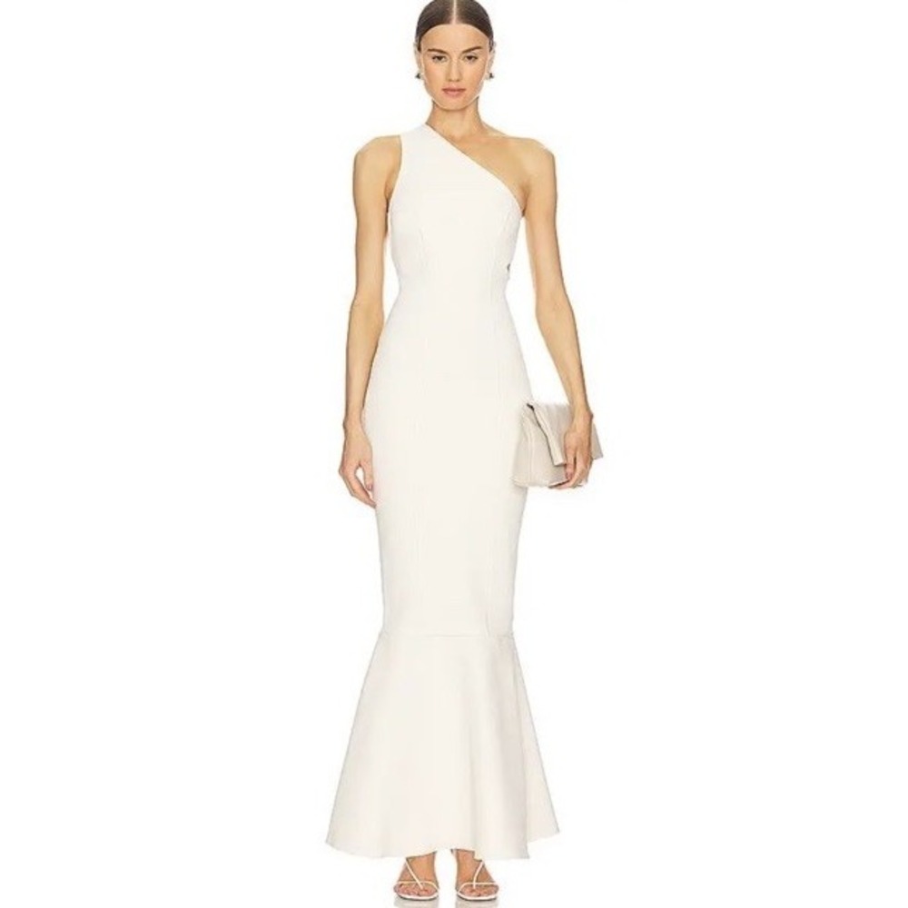 DODIEE $1200 Reinforce One-Shouldered Gown White Structured Dress Mermaid XS